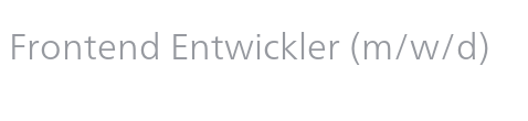 Frontend Entwickler (m/w/d)